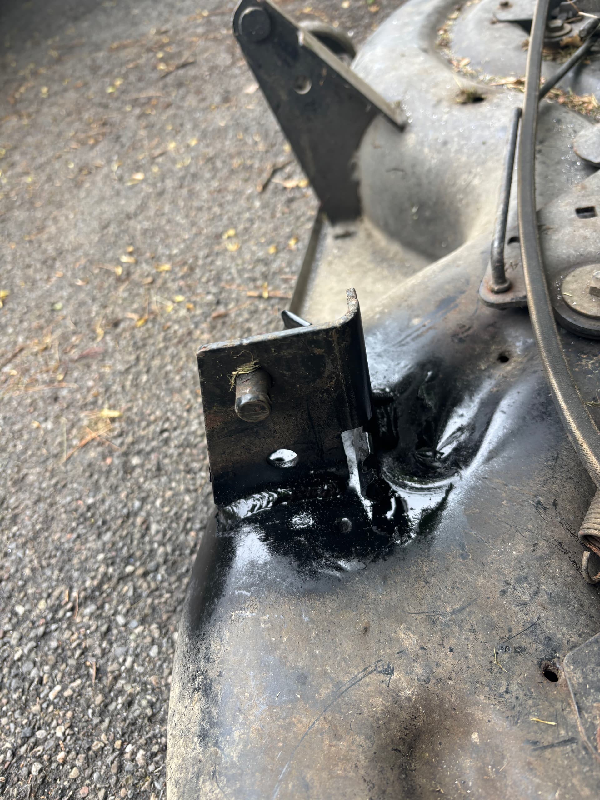 Gallery photos for Cracked Mower Deck Welded Back Into Service: Image #1