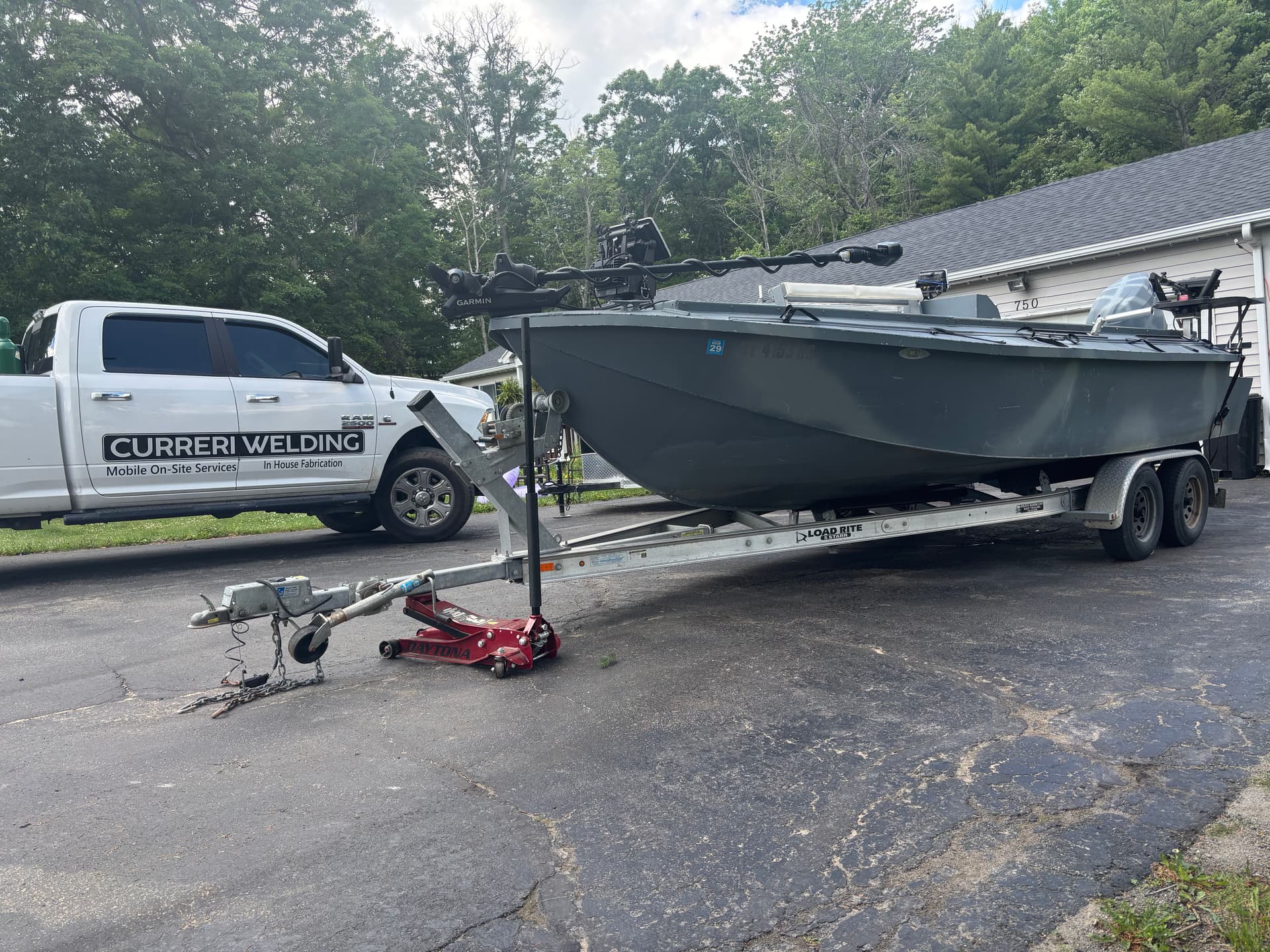 Aluminum Transducer Brackets Welded onto Heavy-Duty Hunting Boat image